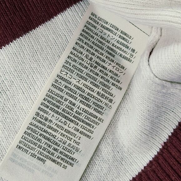 Vtg Y2K Abercrombie & Fitch Striped Knit Long Cardigan Maroon White Size Small - Picture 5 of 10